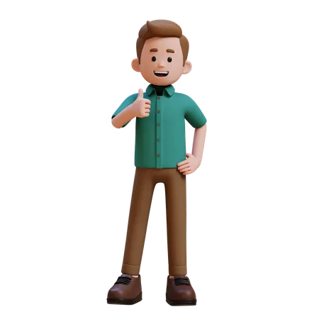 Young Man Showing Thumbs Up  3D Illustration