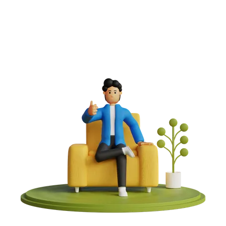 Young Man showing thumbs up  3D Illustration