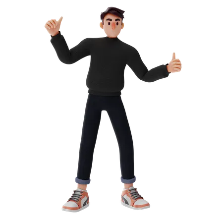 Young Man showing thumbs up  3D Illustration