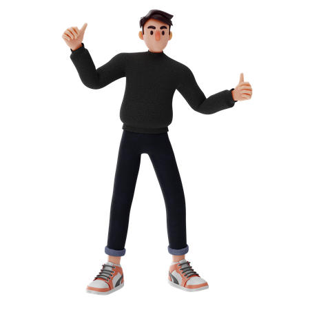 Young Man showing thumbs up  3D Illustration