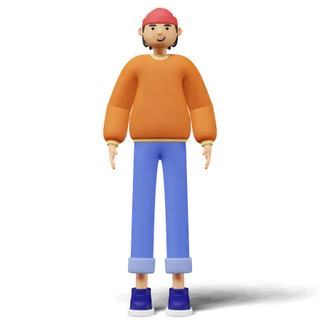 Young man standing 3D Illustration