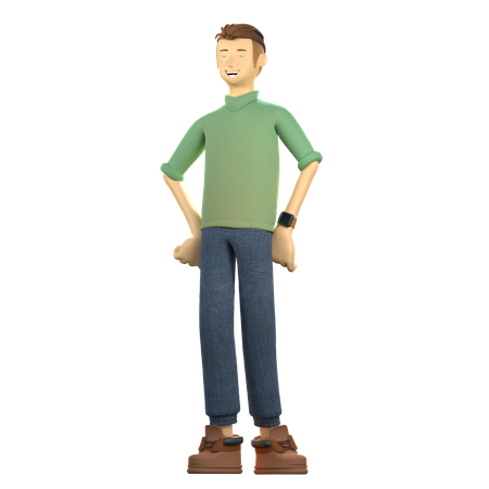 Young man standing confidently  3D Illustration