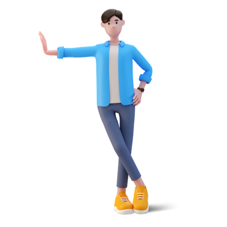 Young Man standing in lean pose 3D Illustration