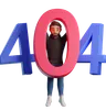 Young man standing with 404 error
