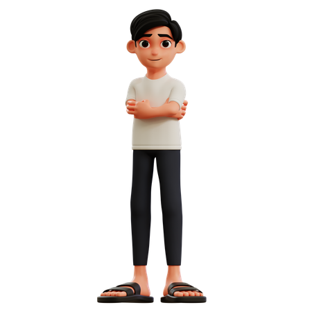 Young Man Standing With Crossed Arms  3D Illustration