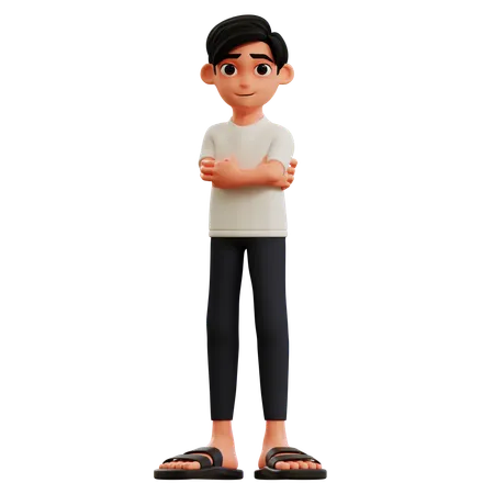 Young Man Standing With Crossed Arms  3D Illustration