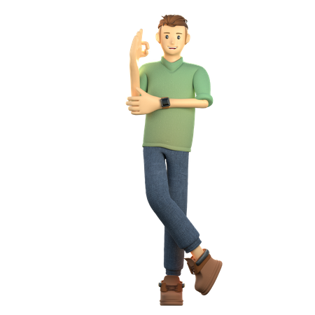 Young man standing with nice gesture  3D Icon