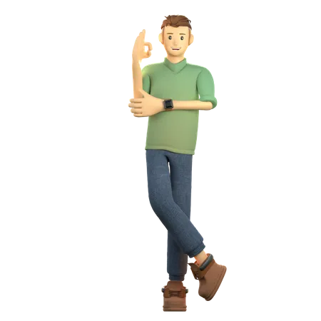 Young man standing with nice gesture  3D Illustration