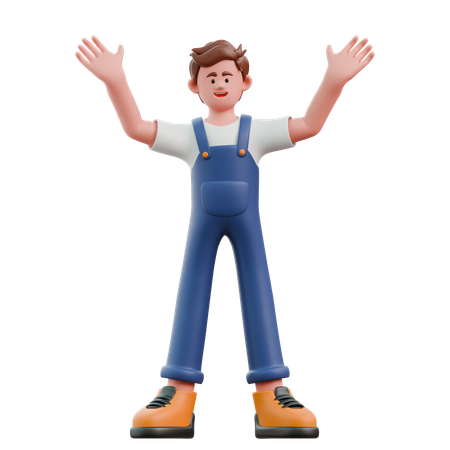 Young man standing with open hands  3D Icon
