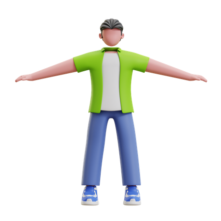 Young man standing with open hands  3D Illustration