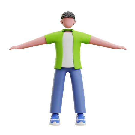 Young man standing with open hands  3D Illustration