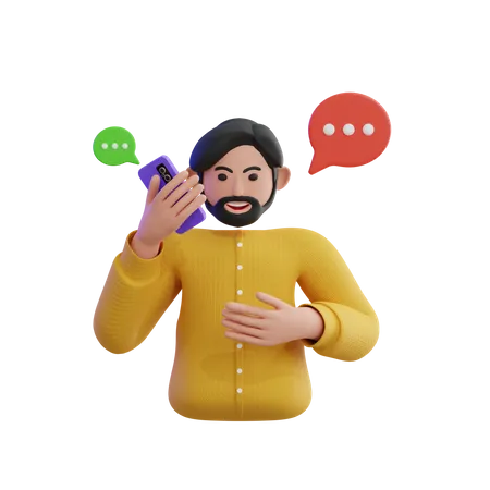 Young man talking on the phone  3D Icon