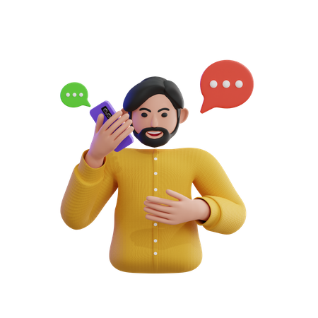 Young man talking on the phone 3D Icon