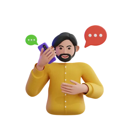 Young man talking on the phone 3D Icon