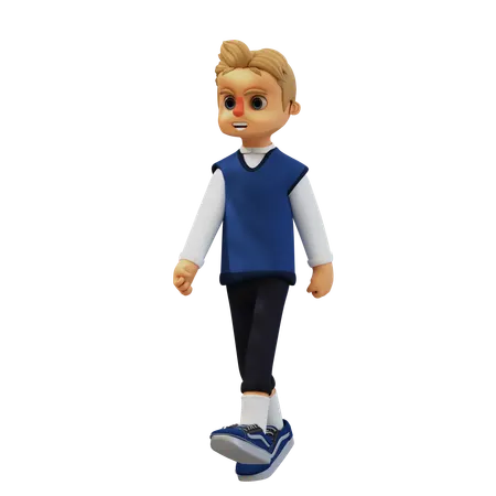 Young Man Walking To Left Pose  3D Illustration