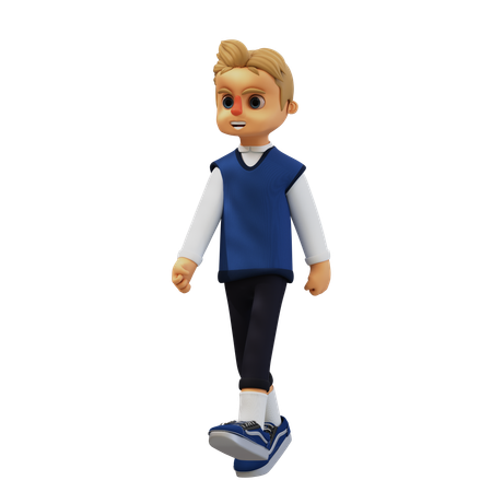 Young Man Walking To Left Pose  3D Illustration