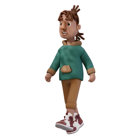 Young Man Walking To Left Pose  3D Illustration