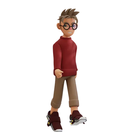 Young Man Walking To Right Pose  3D Illustration