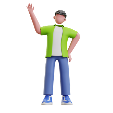 Young man waving hand  3D Illustration