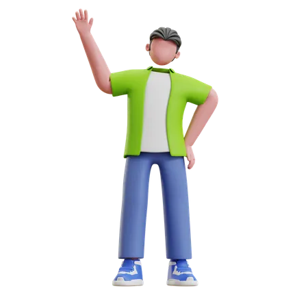 Young man waving hand  3D Illustration