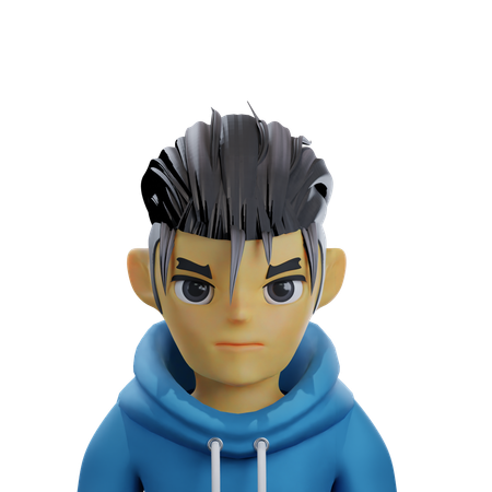 Young man wearing blue hoodie  3D Icon