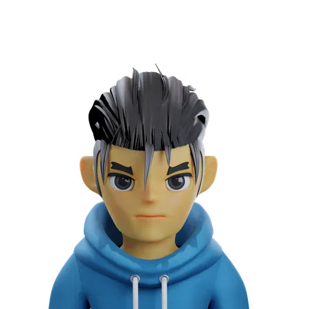 Young Man Wearing A Blue Hoodie Jacket 3 D Avatar 3D Icon