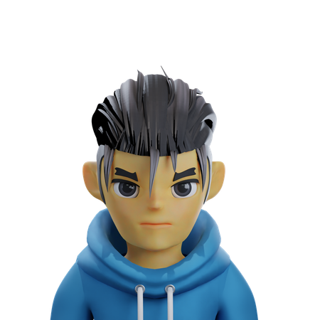 Young man wearing blue hoodie  3D Icon