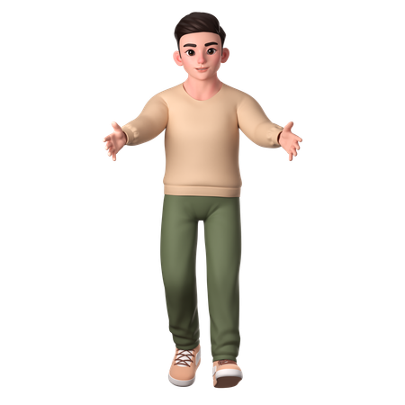 Young Man With Both Hands Open And Giving Hug  3D Illustration