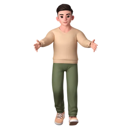 Young Man With Both Hands Open And Giving Hug  3D Illustration