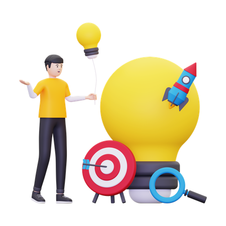 Young Man With Business Idea  3D Icon