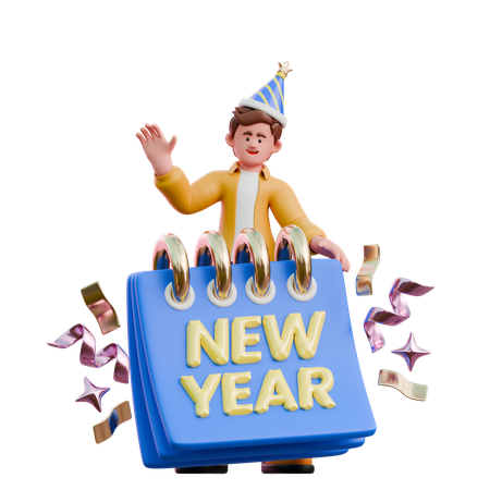 Young Man With Calendar  3D Illustration