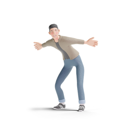 Young man with excited gesture  3D Logo