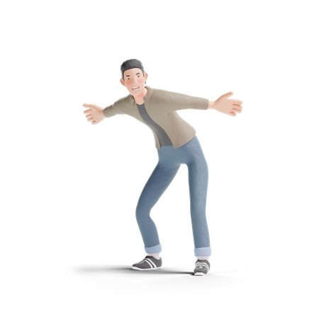 Young man with excited gesture 3D Illustration