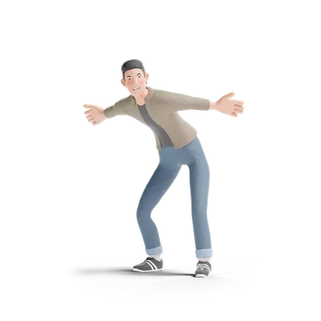 Young man with excited gesture  3D Logo