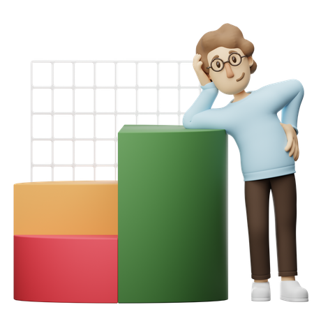 Young Man With Pie Chart  3D Illustration