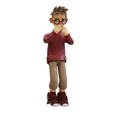 Young Man With Scared Pose  3D Illustration