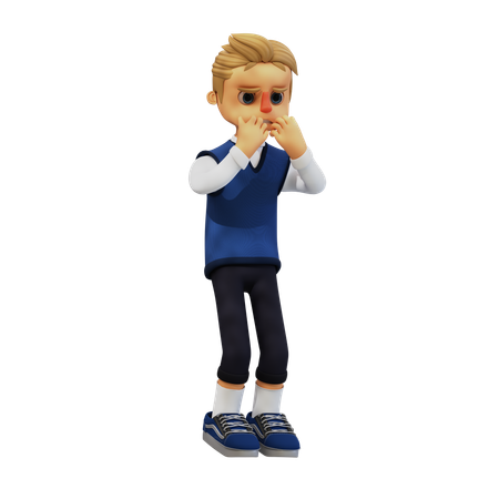 Young Man With Scared Pose  3D Illustration