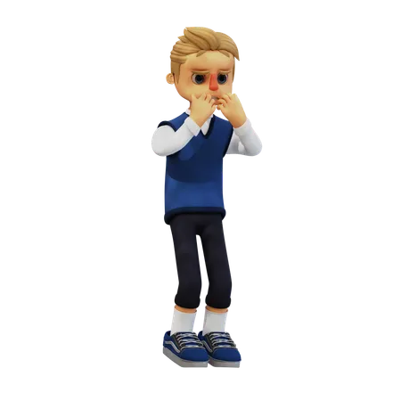 Young Man With Scared Pose  3D Illustration