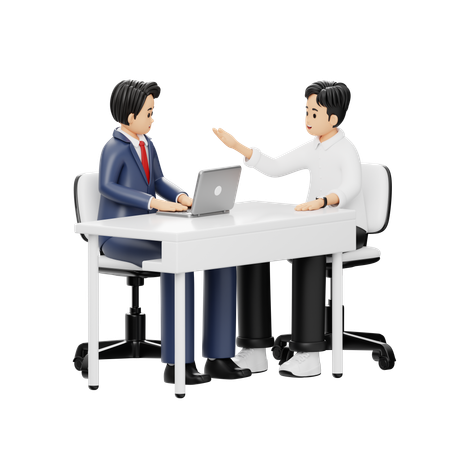 Young Men Discussing Something About Business  3D Illustration