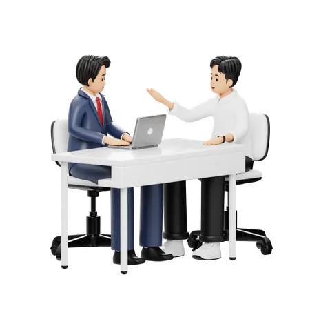 Young Men Discussing Something About Business  3D Illustration