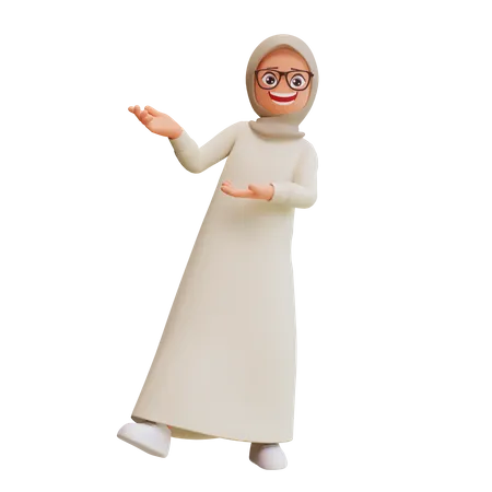 Young Muslim Woman Smiling Posing 3D Illustration