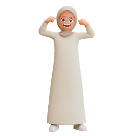 Young Muslim Woman Smiling Posing  3D Illustration