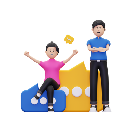 Young people having a conversation  3D Icon