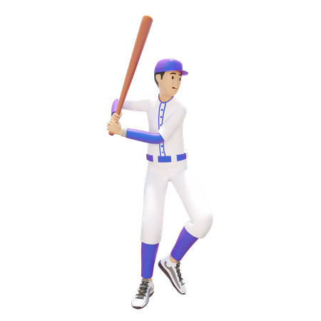 Young Player holding baseball bat  3D Illustration