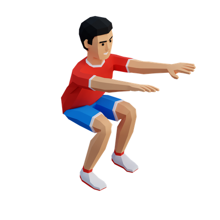 Young sportsman doing squats in sportswear  3D Illustration