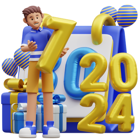 Young Standing With Calendar  3D Illustration
