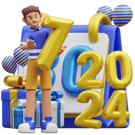 Young Standing With Calendar  3D Illustration