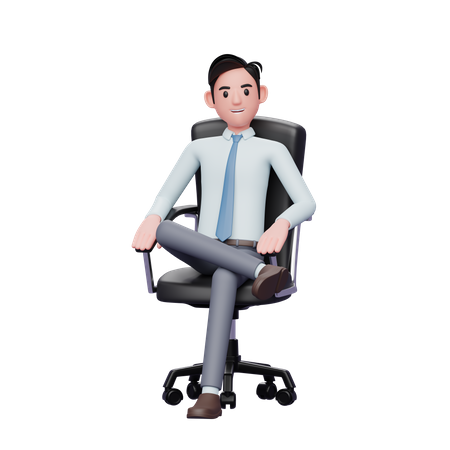 Young successful businessman sitting on a chair relaxed  3D Icon