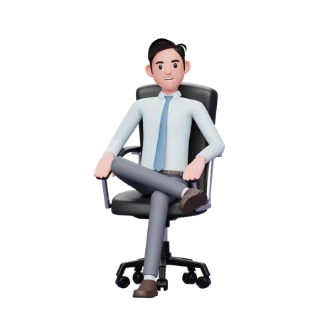 Young successful businessman sitting on a chair relaxed  3D Illustration