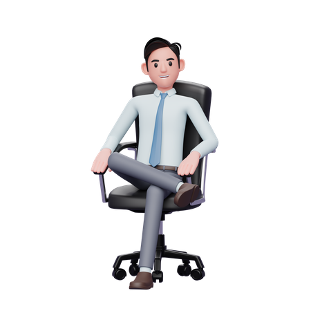 Young successful businessman sitting on a chair relaxed 3D Illustration